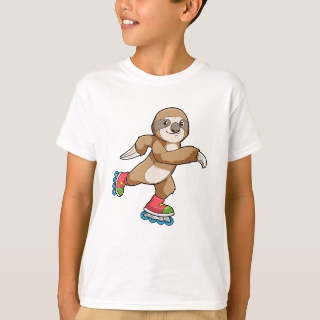 T-shirt Sloth as Skater avec Patins Inline (Devant)