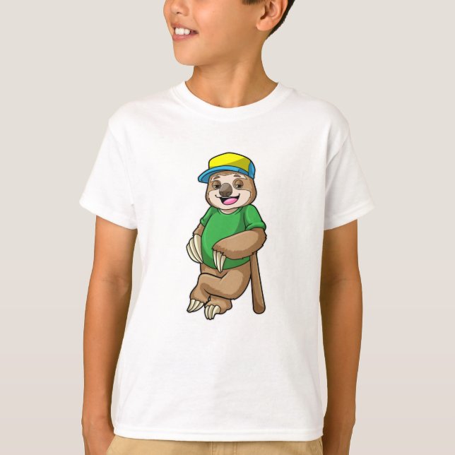 T-shirt Sloth au baseball avec batte de baseball (Devant)