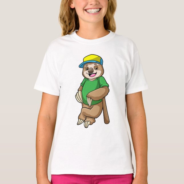 T-shirt Sloth au baseball avec batte de baseball (Devant)