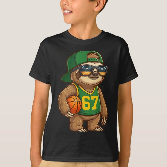 T-shirt Sloth Basketball 67 Gen Alpha Slang Srts Men Boys  (Devant)