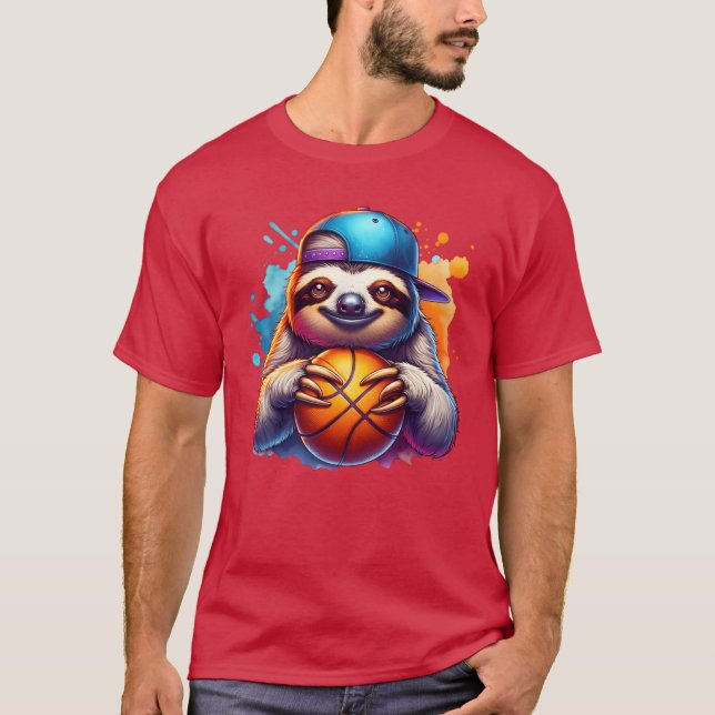 T-shirt Sloth Basketball Player Funny Sports Design funny  (Devant)