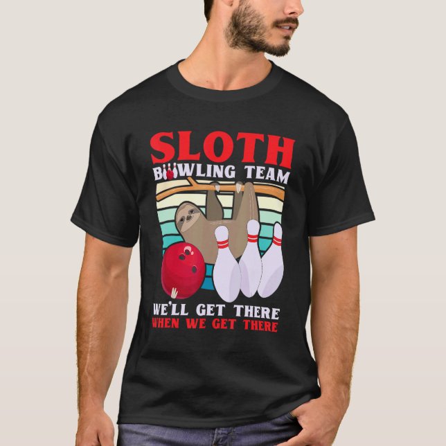 T-shirt Sloth Bowling Team Lazy Bowler Bowling Kids Men W (Devant)