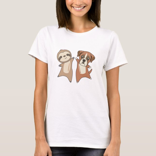 T-shirt Sloth Boxer Chien Amoureux des animaux Enfants (Devant)