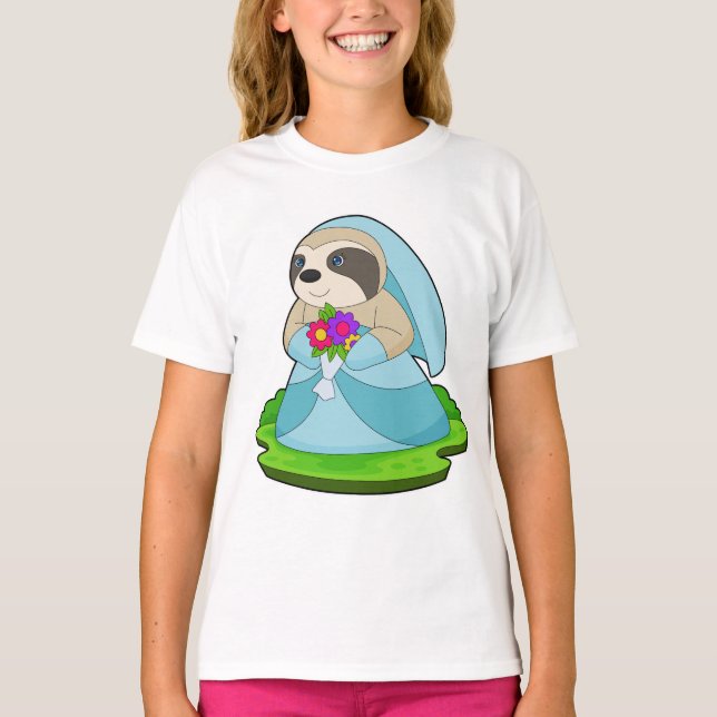 T-shirt Sloth Bride Bunch de fleurs Mariage (Devant)