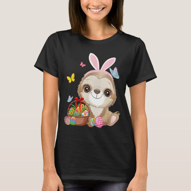 T-shirt Sloth Bunny Oeufs de Pâques Chasse Rabbit Sloth He (Devant)