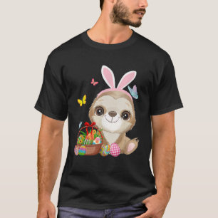 T-shirt Sloth Bunny Oeufs de Pâques Chasse Rabbit Sloth He