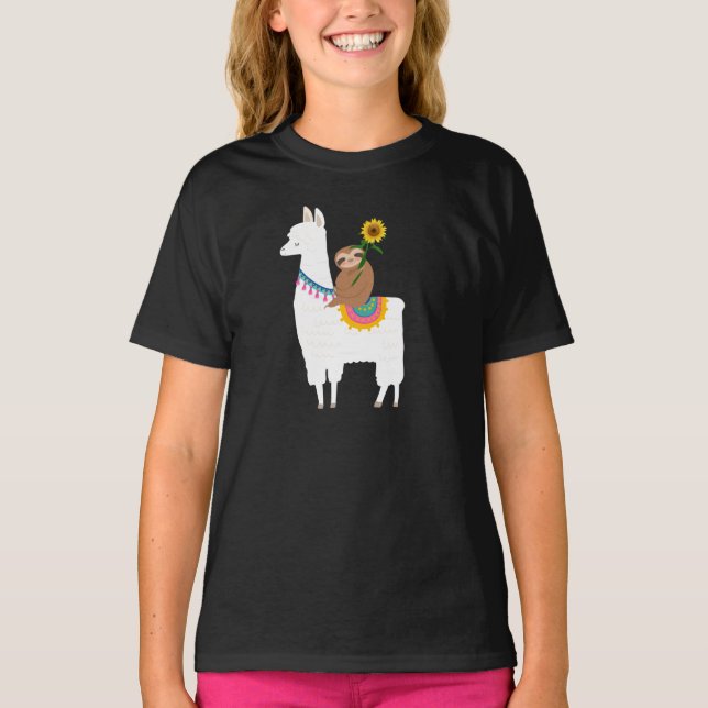 T-shirt Sloth chevauchant une Llama (Devant)