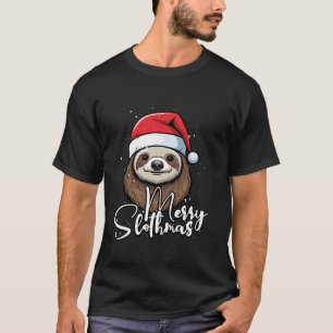 T-shirt Sloth Christmas Eve Lazy Animal Santa Claus Xmas D