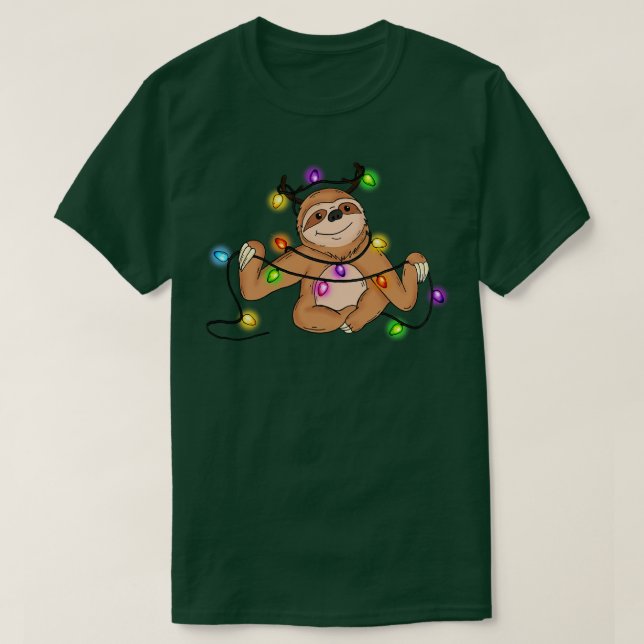 T-shirt Sloth Christmas Lights Jeu de Noël (Design devant)