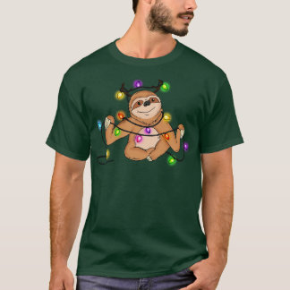 T-shirt Sloth Christmas Lights Jeu de Noël