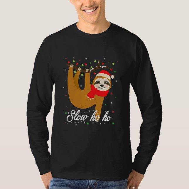 T-shirt Sloth Christmas Slow Ho Ho  (Devant)