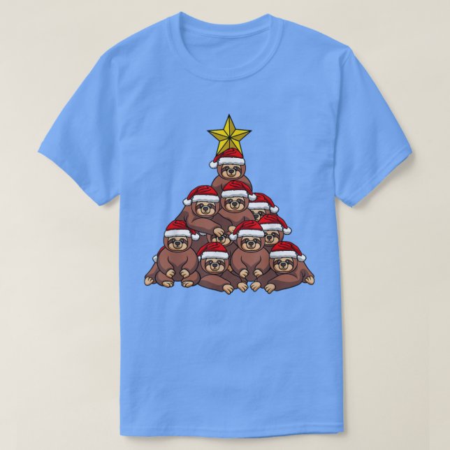 T-shirt Sloth Christmas Tree mignonne Arbre de Noël Animau (Design devant)