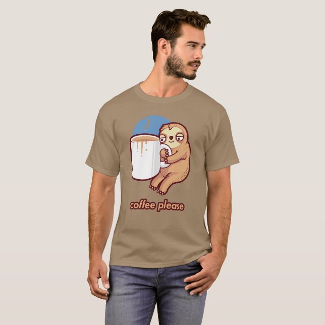 T-shirt Sloth Coffee S'Il Vous Plaît (Devant entier)