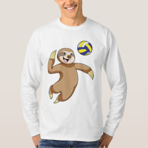 T-shirt Sloth comme joueur de volleyball avec volleyball