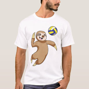 T-shirt Sloth comme joueur de volleyball avec volleyball