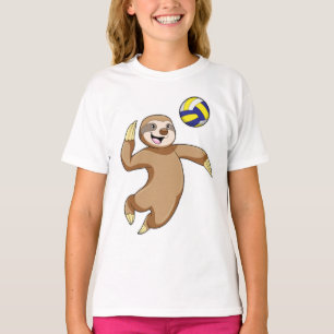 T-shirt Sloth comme joueur de volleyball avec volleyball
