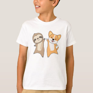 T-shirt Sloth Corgi Chien Amoureux des animaux Chiens De F