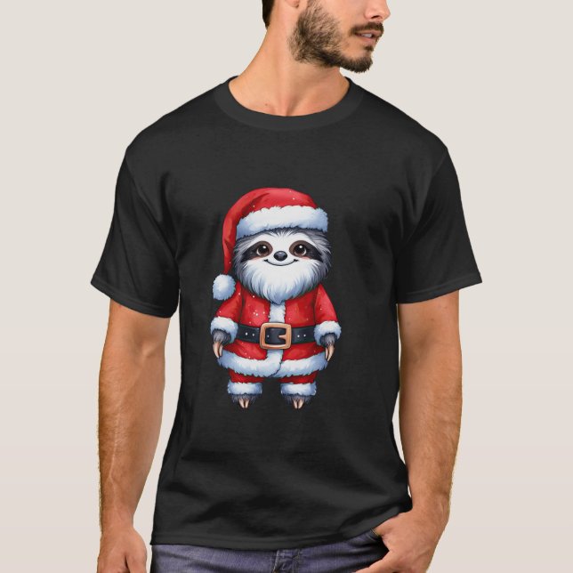 T-shirt Sloth Cute Père Noël Funny Christmas Sloth (Devant)