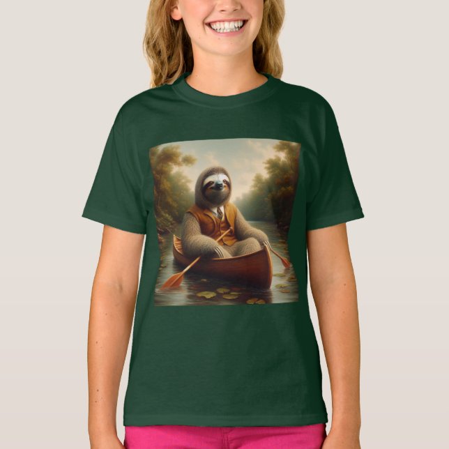T-shirt Sloth Dans Un Canoë (Devant)