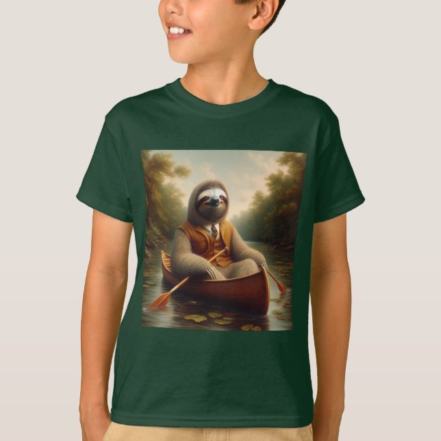 T-shirt Sloth Dans Un Canoë (Devant)