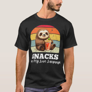 T-shirt Sloth Eating Popcorn Snacks Are My Love Language T