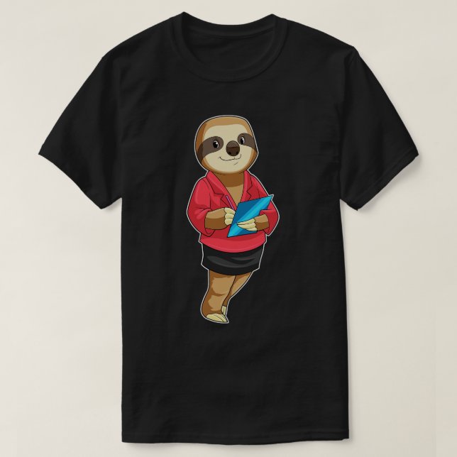 T-shirt Sloth en tant que secrétaire avec Bloc-notes (Design devant)