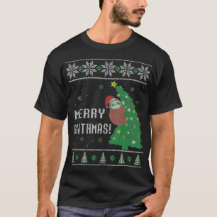 T-shirt Sloth Escalade A Christmas Tree laid Christmas Sty