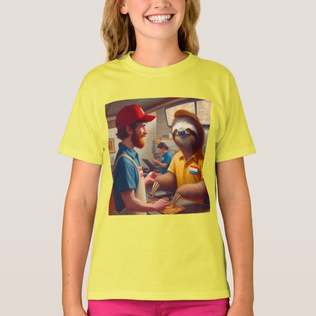 T-shirt Sloth Fast Food Worker (Devant)