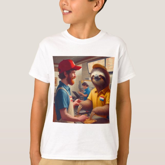 T-shirt Sloth Fast Food Worker (Devant)