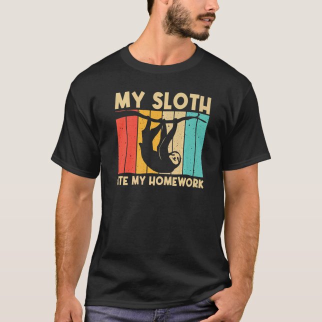 T-shirt Sloth For Kids Boys Lazy Sloth Animal (Devant)