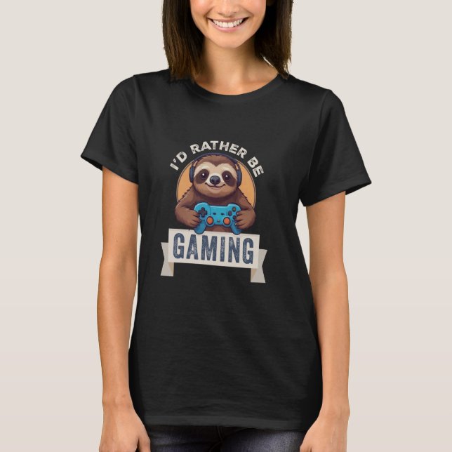 T-shirt Sloth Gamer, je préfère jouer (Devant)