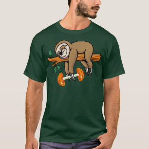 T-shirt Sloth Gym Workout Fitness Eercise Motivation Weigh