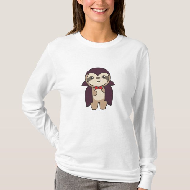 T-shirt Sloth Halloween Cute Devil Vampire Costume (Devant)