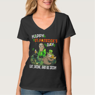 T-shirt Sloth Happy St Patrick's Day Mange Boisson Et Soye