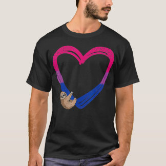 T-shirt Sloth Heart Bisexual Funny Animal Pride Bi Drapeau