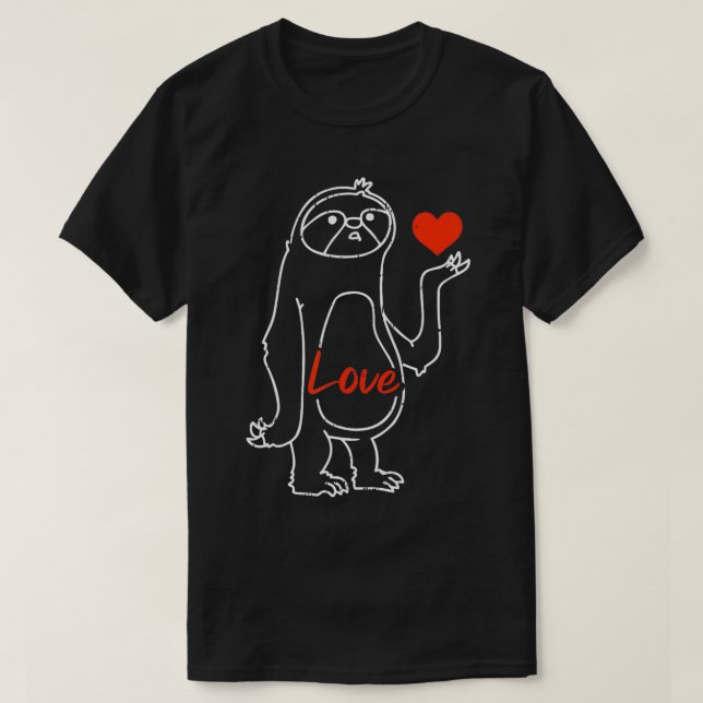 T-shirt Sloth Heart Line Art Valentines Day mignonne Anima (Design devant)