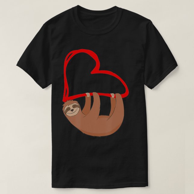 T-shirt Sloth Heart Valentines Filles Femmes Fentes (Design devant)