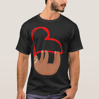 T-shirt Sloth Heart Valentines Filles Femmes Fentes