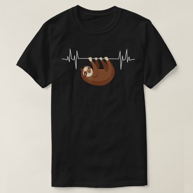 T-shirt Sloth Heartbeat accroché sur EKG Line Vêtements Ca (Design devant)
