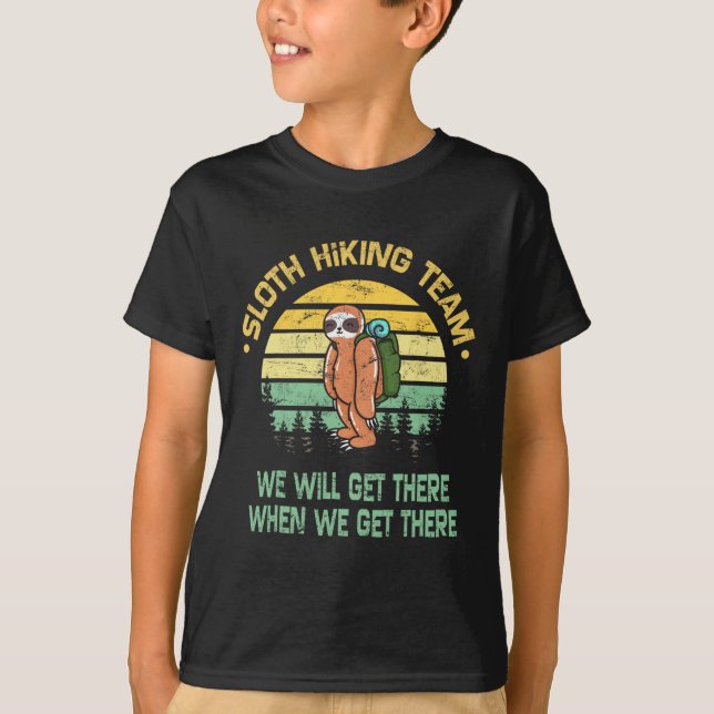 T-shirt Sloth Hiking Team Hiker Camper Funny Retro  (Devant)