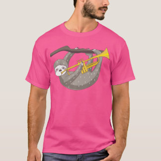 T-shirt Sloth Jouer Trumpet T Shirt Jazz Cadeaux connexes