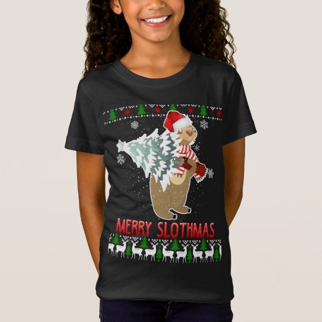 T-Shirt Sloth Joyeux Slothmas Laid Pajama de Noël (Devant)
