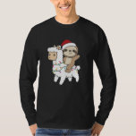 T-shirt Sloth Lama Christmas Snow Winter Animals<br><div class="desc">The sloth rides the llama on Christmas Eve. Funny animals with gifts and snow for the holidays. Also funny for Christmas in July. Sloths are cute animals and perfect for Christmas.</div>