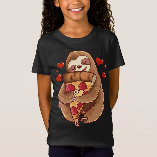 T-Shirt Sloth Love Accrocher Pepperoni Pizza Slice Funny N (Devant)