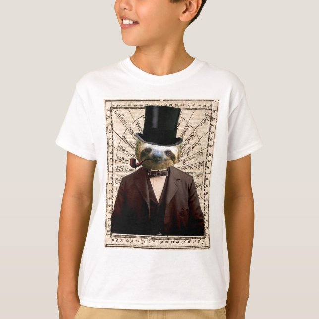 T-shirt Sloth Man Victorian Steampunk Anthropomorphique (Devant)