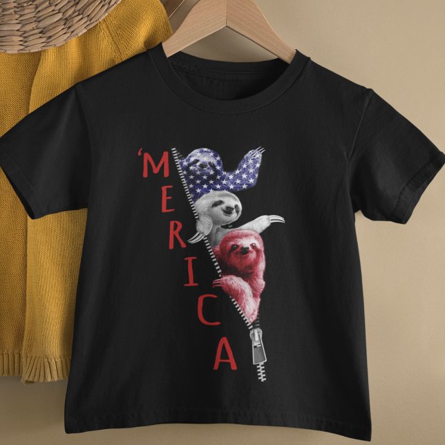 T-shirt Sloth Merica Sloth Dans Zipper Graphic American Fl (Créateur téléchargé)