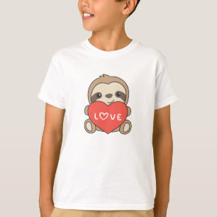 T-shirt Sloth mignon Animaux avec Coeurs Animaux Favoris