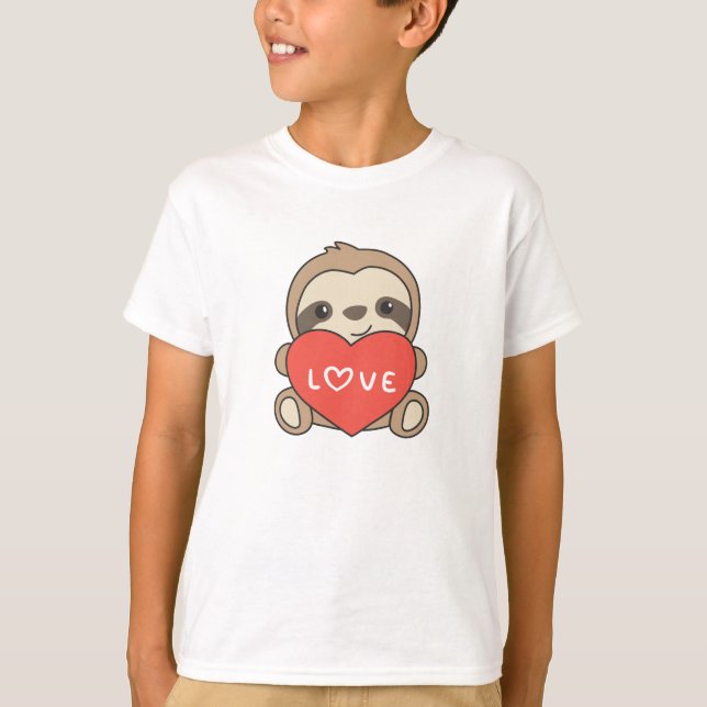 T-shirt Sloth mignon Animaux avec Coeurs Animaux Favoris (Devant)
