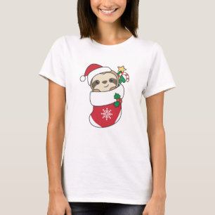 T-shirt Sloth Noël Neige Hiver Animaux Fentes