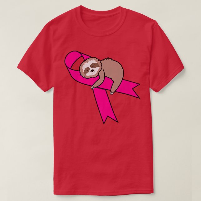 T-shirt Sloth Pink Ribbon Warrier mignon cancer du sein Aw (Design devant)